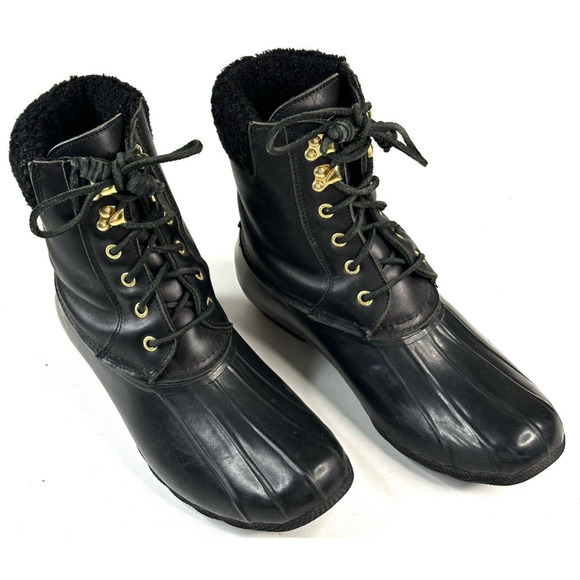 Sperry Top-Sider Winter Snow Duck Boots Womens Size 11M Black Lace Up Waterproof - Picture 1 of 12